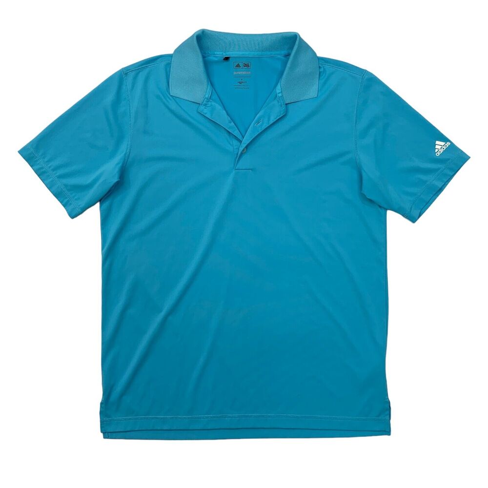 Adidas Polo Shirt Mens M Medium Water Blue Puremotion Performance Golf